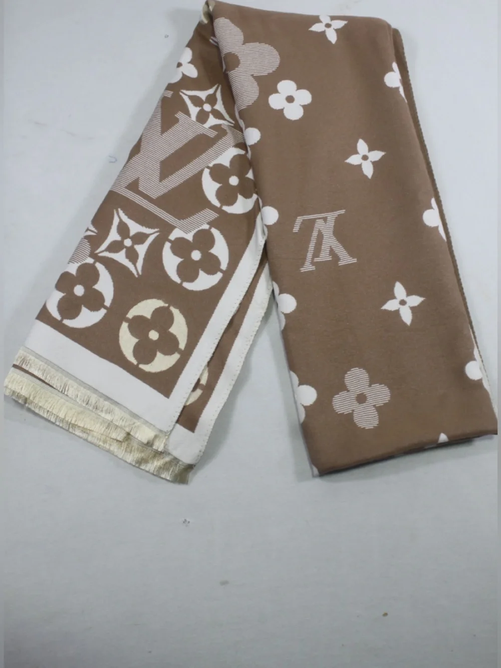 Louis Vuitton Brown and White Monogram Shawl Wrap